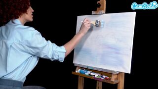Ryan Keely Bob Ross jelmezben vadul ébredezik a festésórán a duzzadó keblű milf