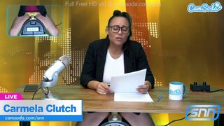 Carmela Clutch dögös latin riportere maszturbál forrón élő adásban